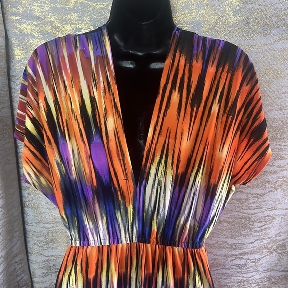 Bongo Women’s Orange/Purple Static Strip Print Maxi Dress Size L - Picture 8 of 16